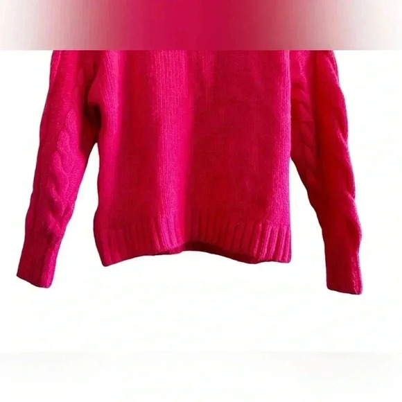 Anthropologie Mock Neck Cable-Knit Sweater XS Pink Wool Blend - Picture 4 of 16